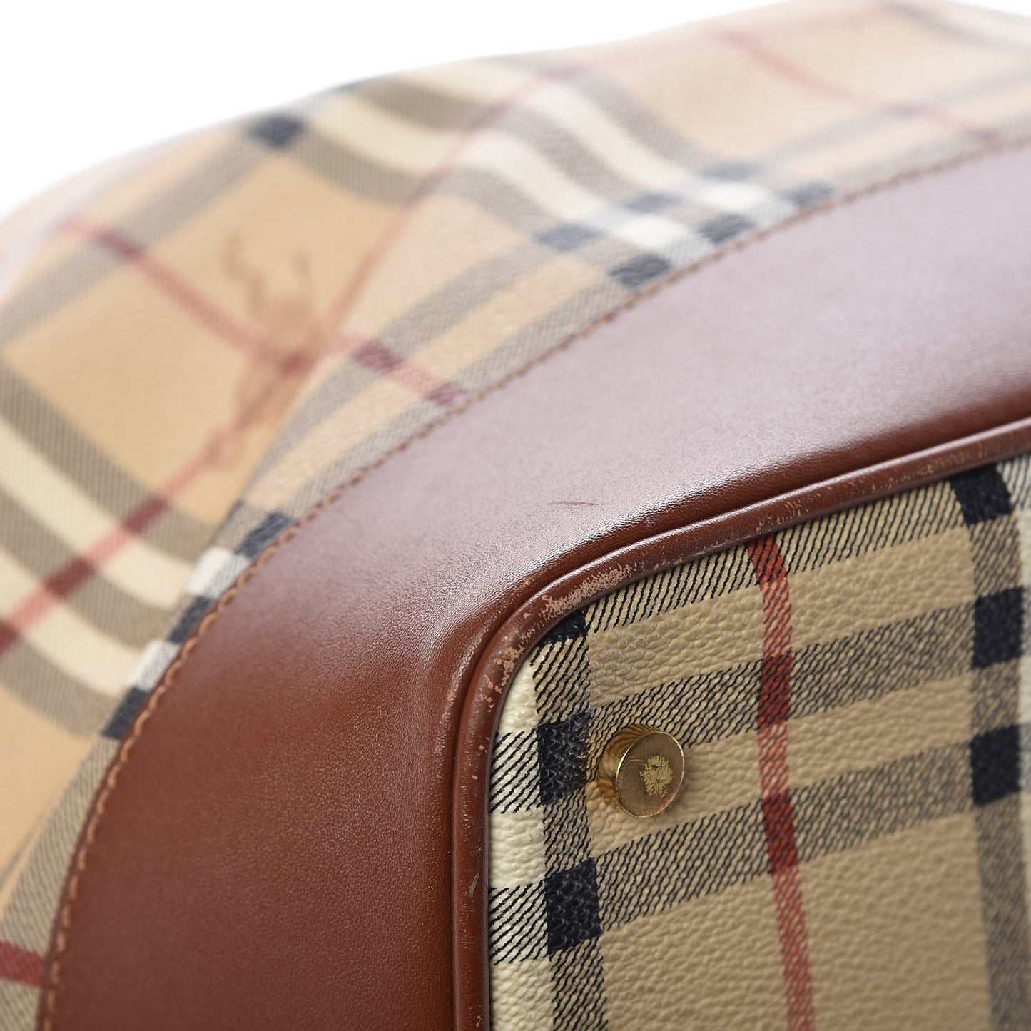 Haymarket Check Drawstring Bucket Bag Brown