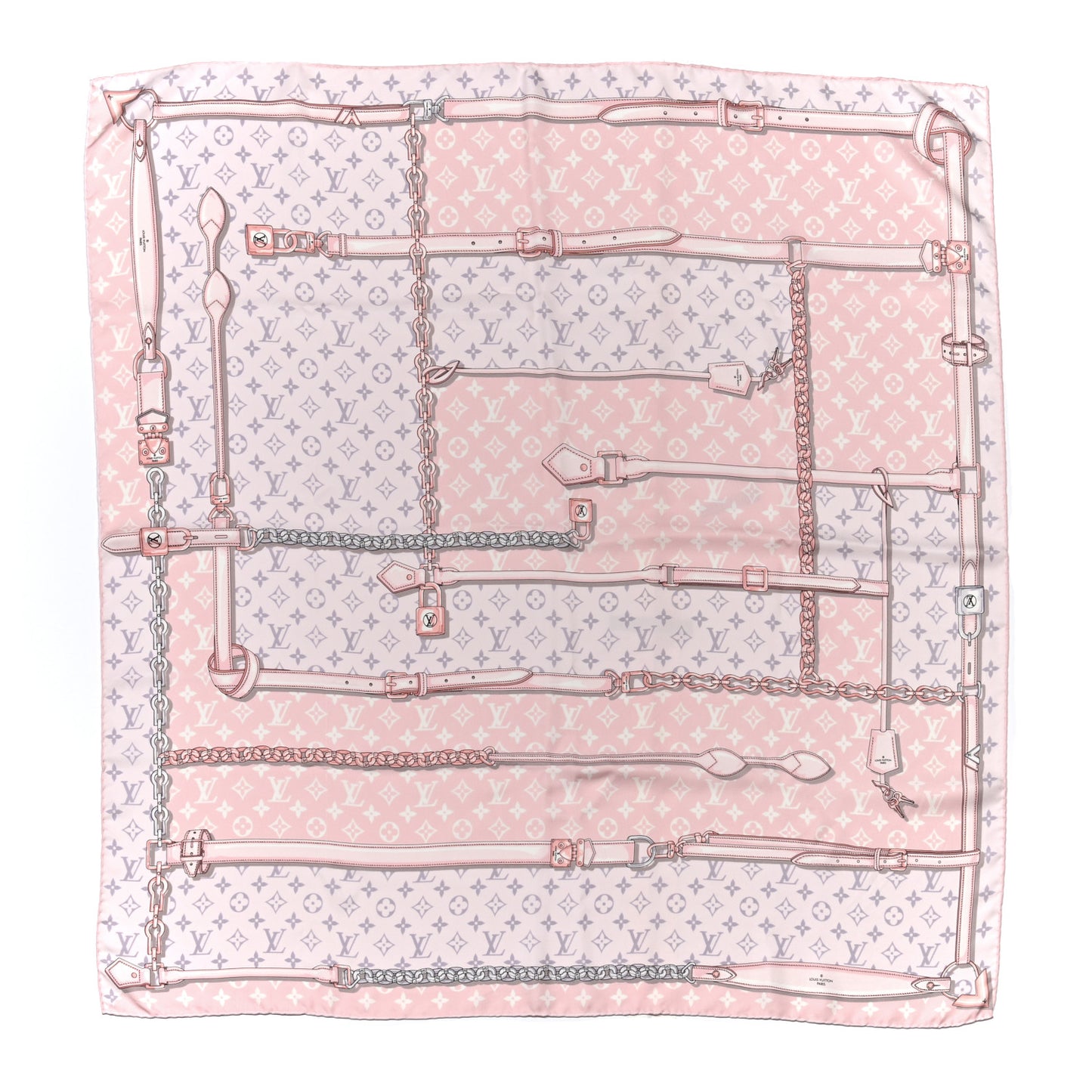 Silk Monogram Confidential Square Scarf Light Pink