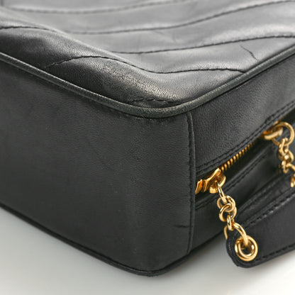 Chanel Lambskin Chevron Quilted Camera Case Black 10 of 10