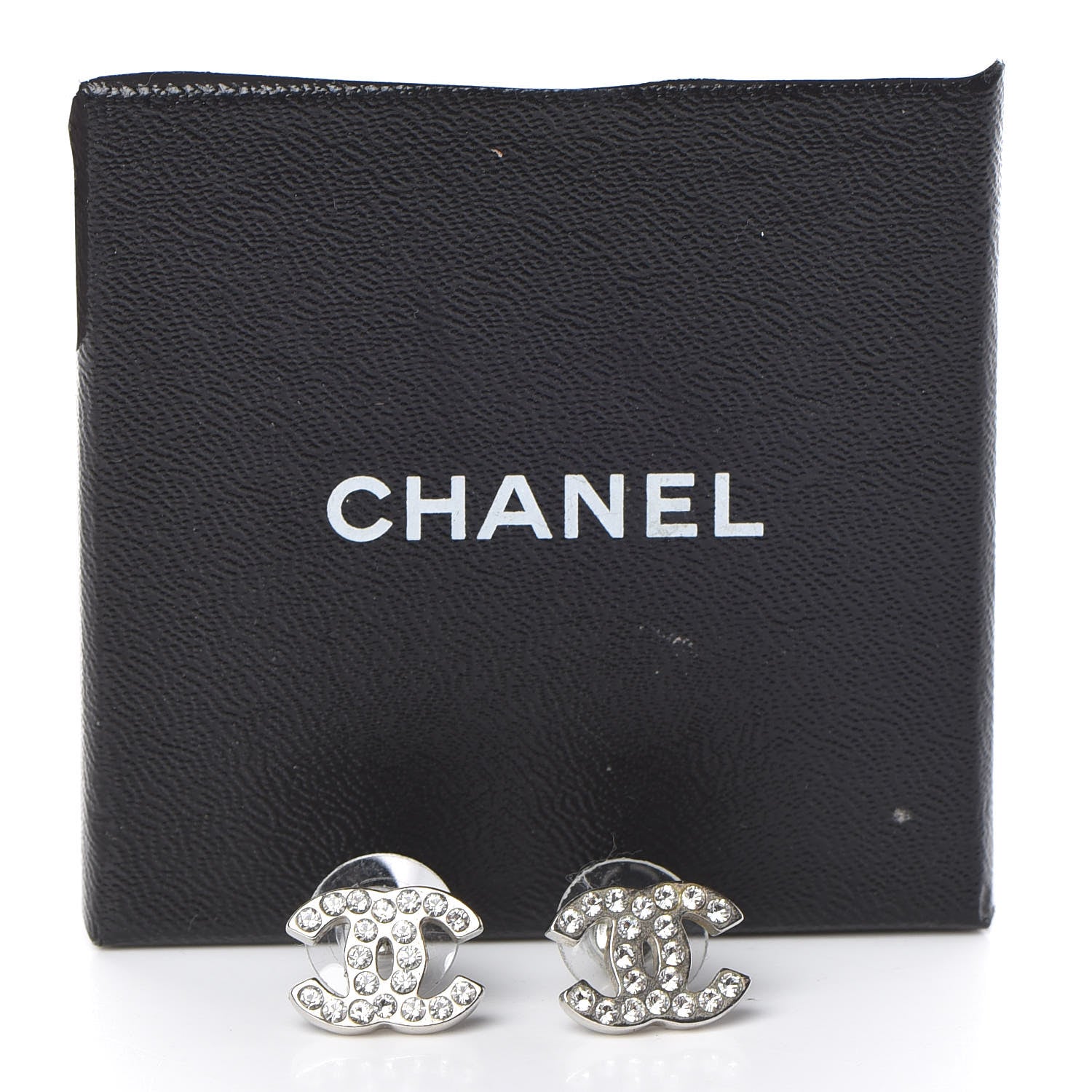 Chanel Crystal Timeless CC Earrings Silver 5 of 5