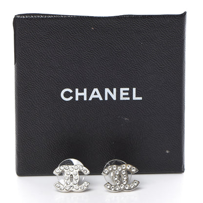 Chanel Crystal Timeless CC Earrings Silver 5 of 5