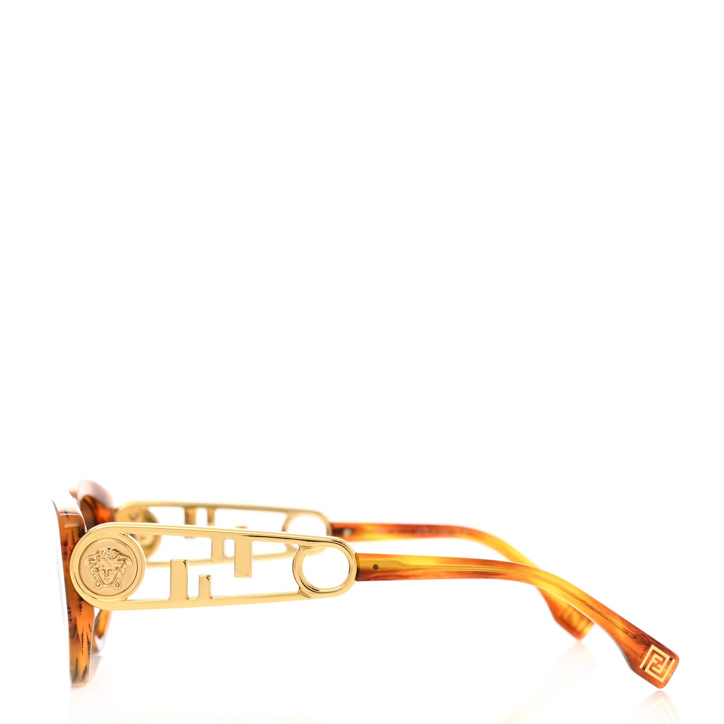 X VERSACE Fendace Oval Havana Sunglasses FE 40054I Gold