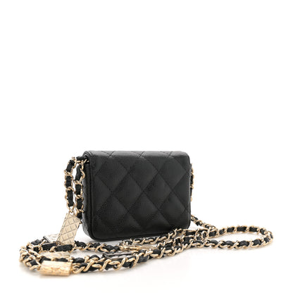 Chanel Caviar Quilted Belt Bag With Charms On Chain Black 3 of 11