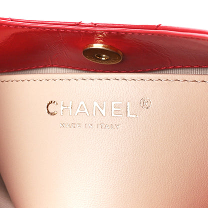 Chanel Shiny Crumpled Calfskin Quilted Small Wavy CC Hobo Red 6 of 11
