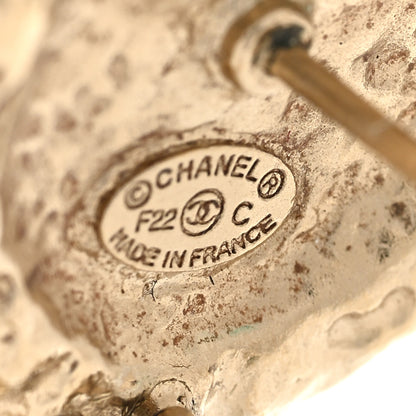 Chanel Crystal Pearl Textured CC Round Drop Earrings Gold 4 of 4
