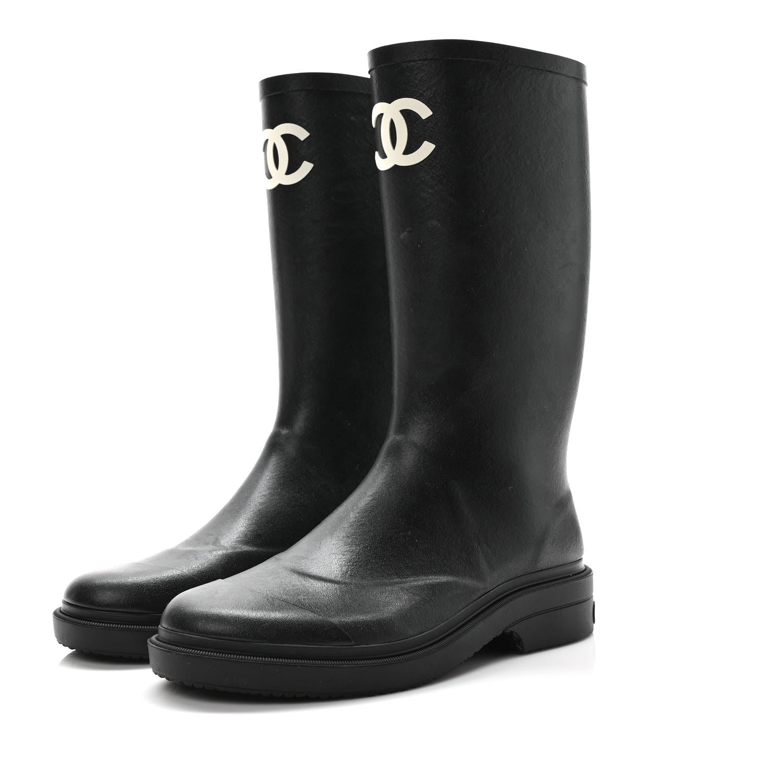 Chanel Caoutchouk CC High Boots 40 Black 3 of 8