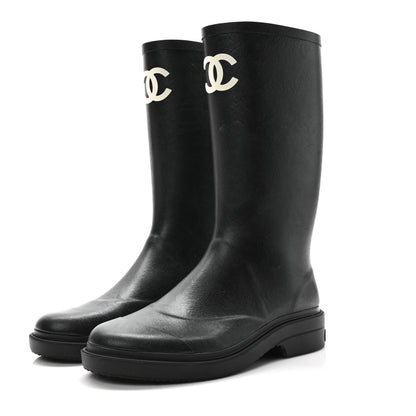 Chanel Caoutchouk CC High Boots 40 Black 3 of 8