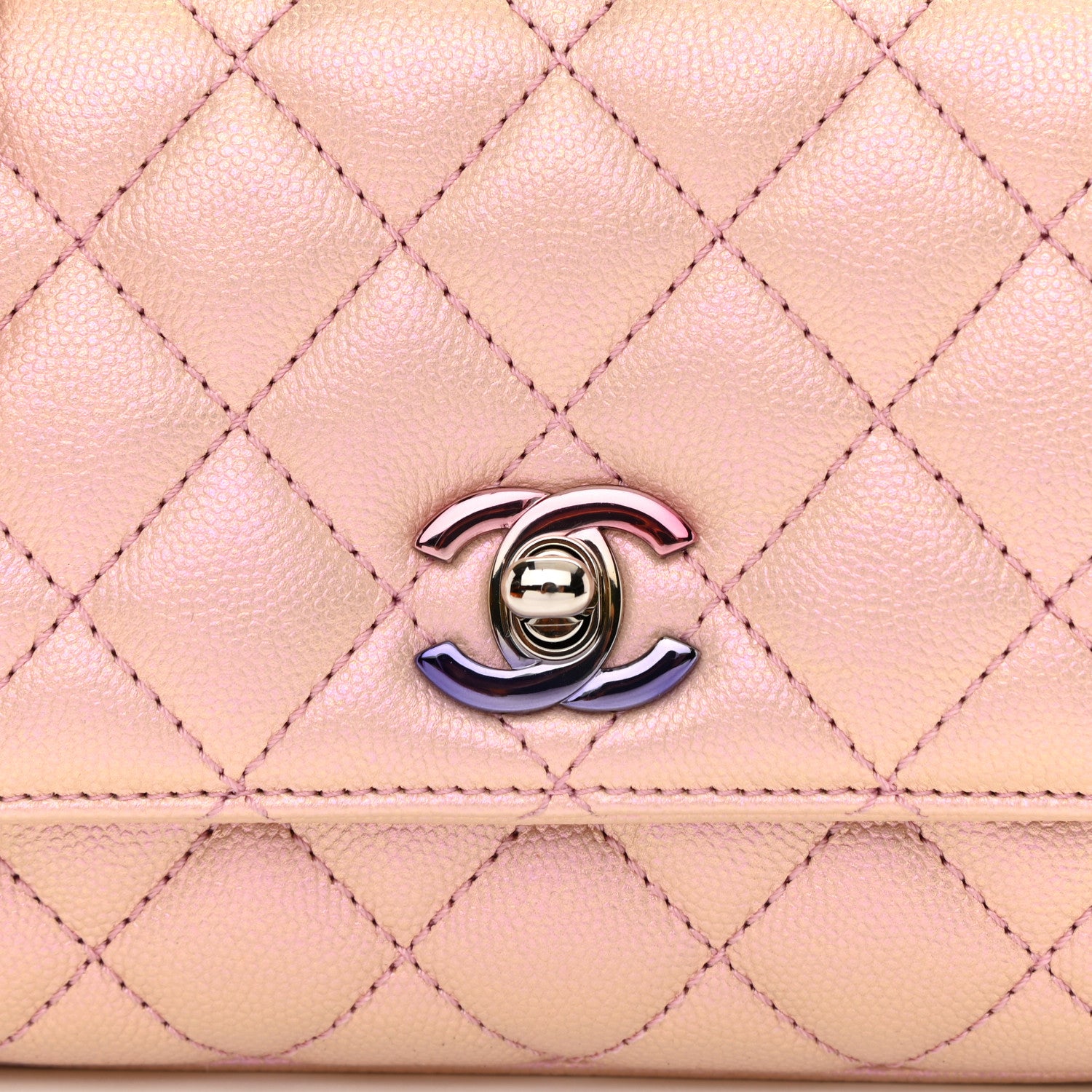 Chanel Iridescent Caviar Quilted Extra Mini Coco Handle Flap Light Pink 8 of 9