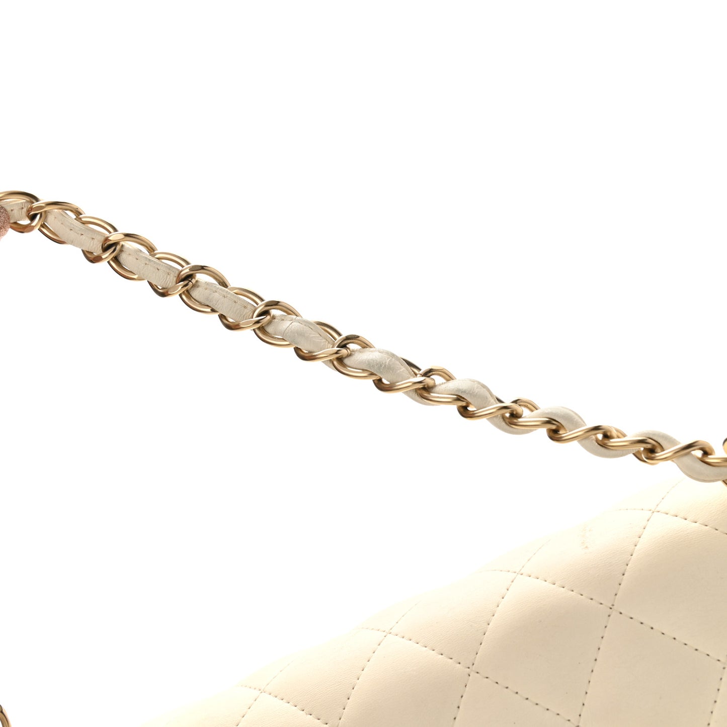 Lambskin Quilted Jumbo Double Flap White