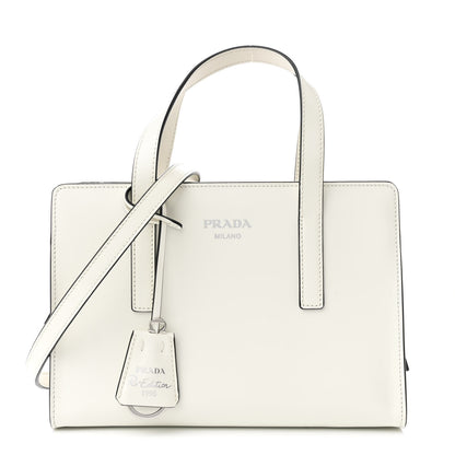 Prada Spazzolato Mini Re-Edition 1995 Double Handle Handbag White 1 of 12