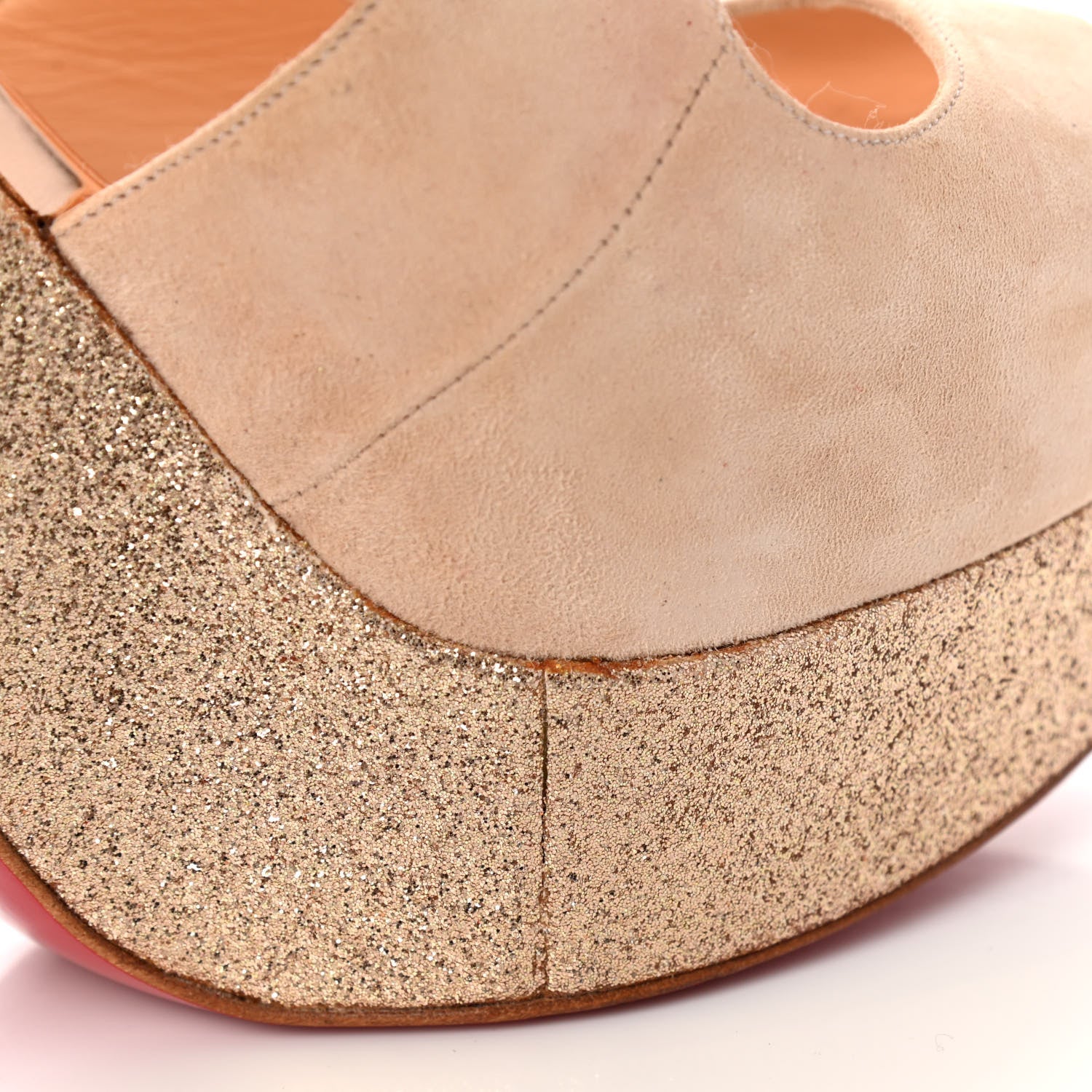 Christian Louboutin Suede Glitter Mini Martel 140 Pumps 36.5 Nude 9 of 10