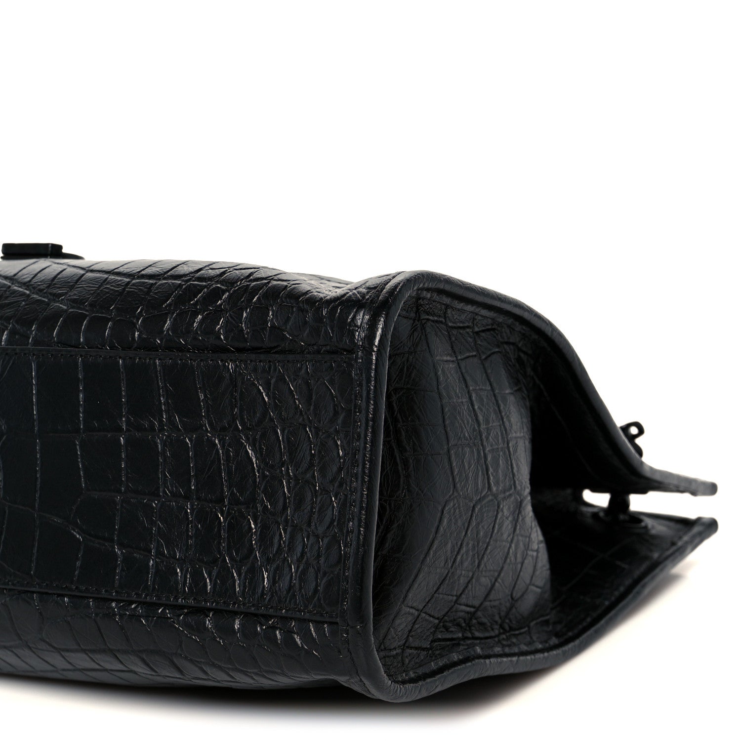 Saint Laurent Calfskin Crocodile Embossed Monogram Medium Niki Shopping Bag Black 10 of 10