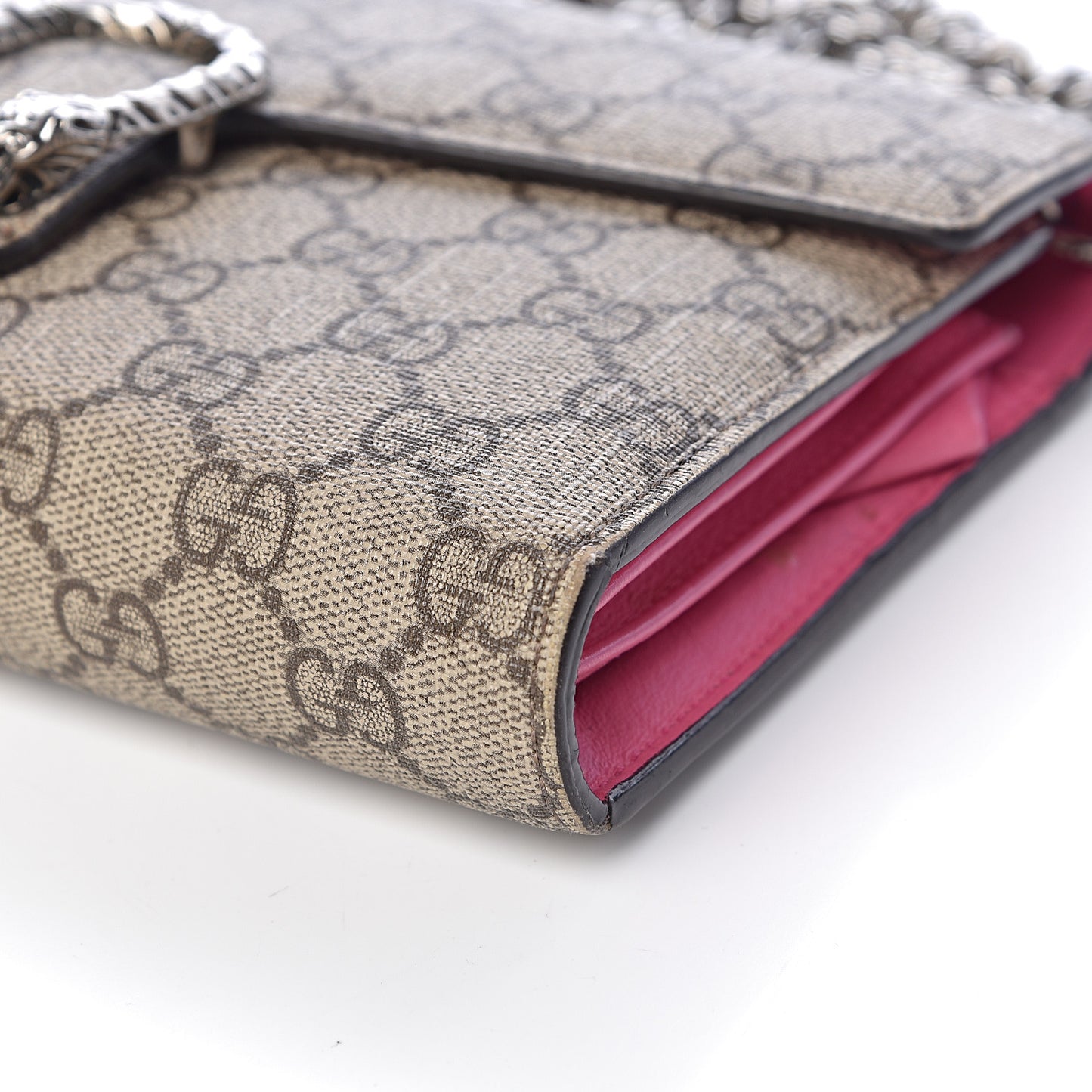 GG Supreme Monogram Mini Dionysus Chain Wallet Beige Pink