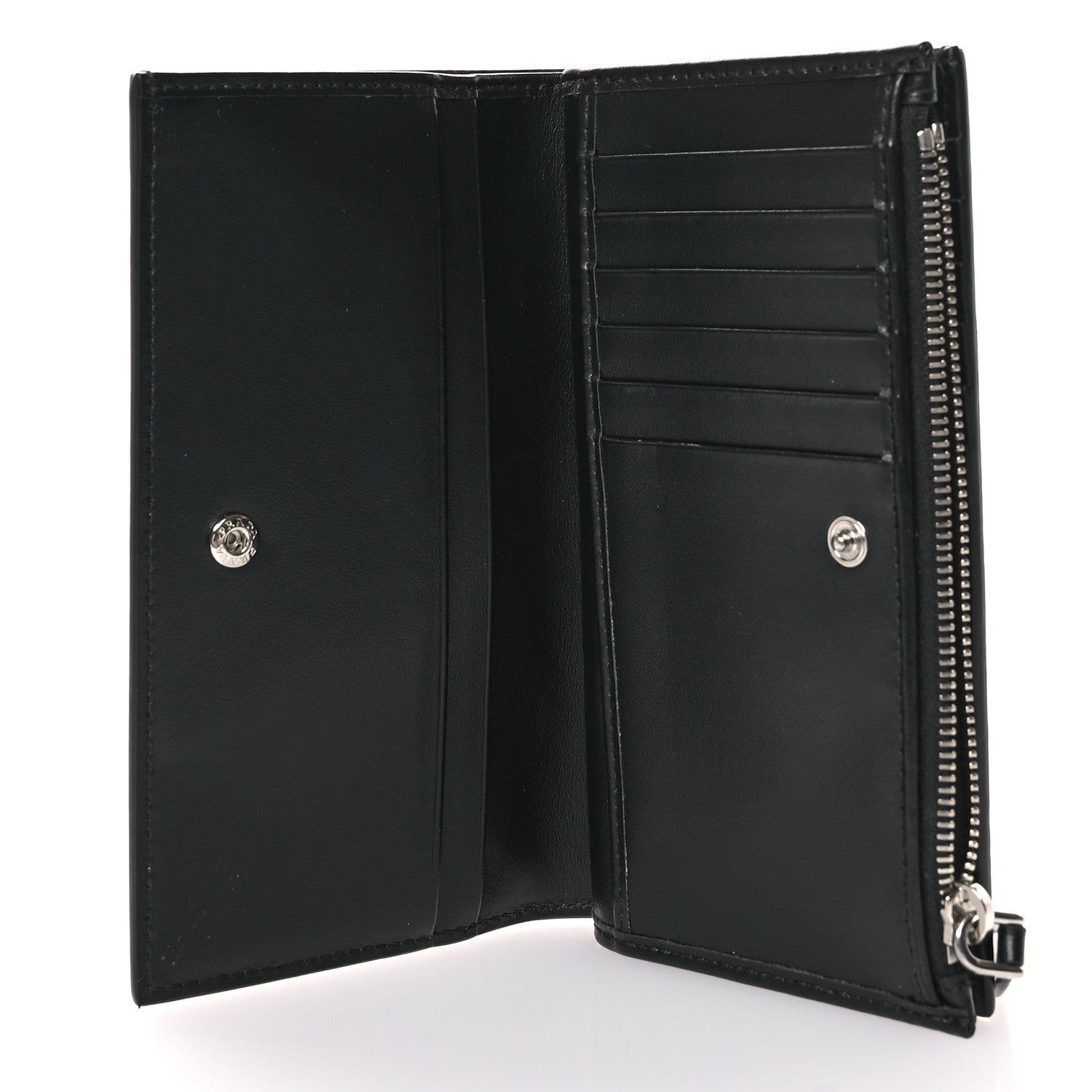 Prada Vitello Daino Triangle Continental Zip Wallet  Black 5 of 8