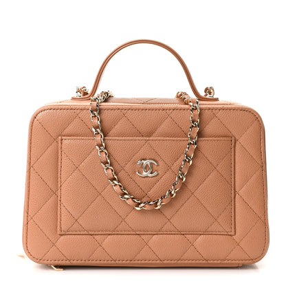 Chanel Caviar Quilted Top Handle Vanity With Chain Dark Beige 1 of 10