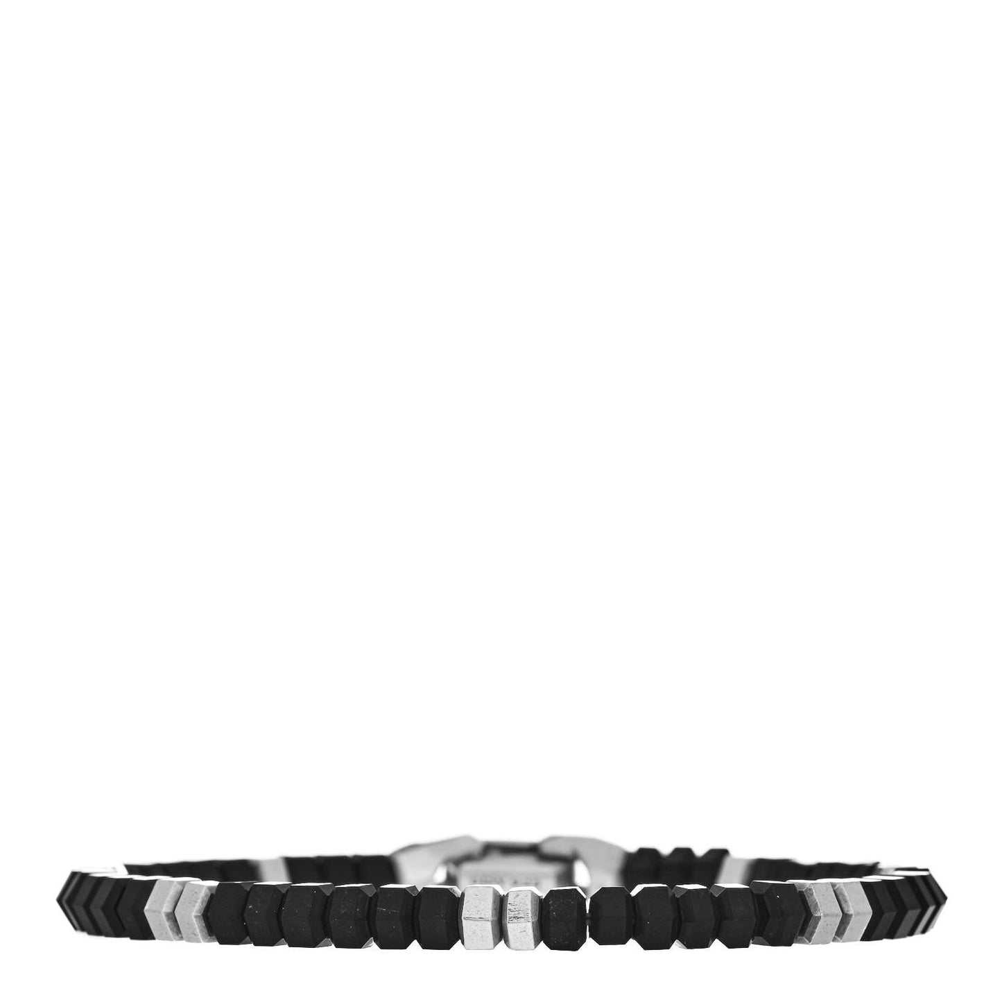 Sterling Silver Black Onyx Hex Bead Bracelet