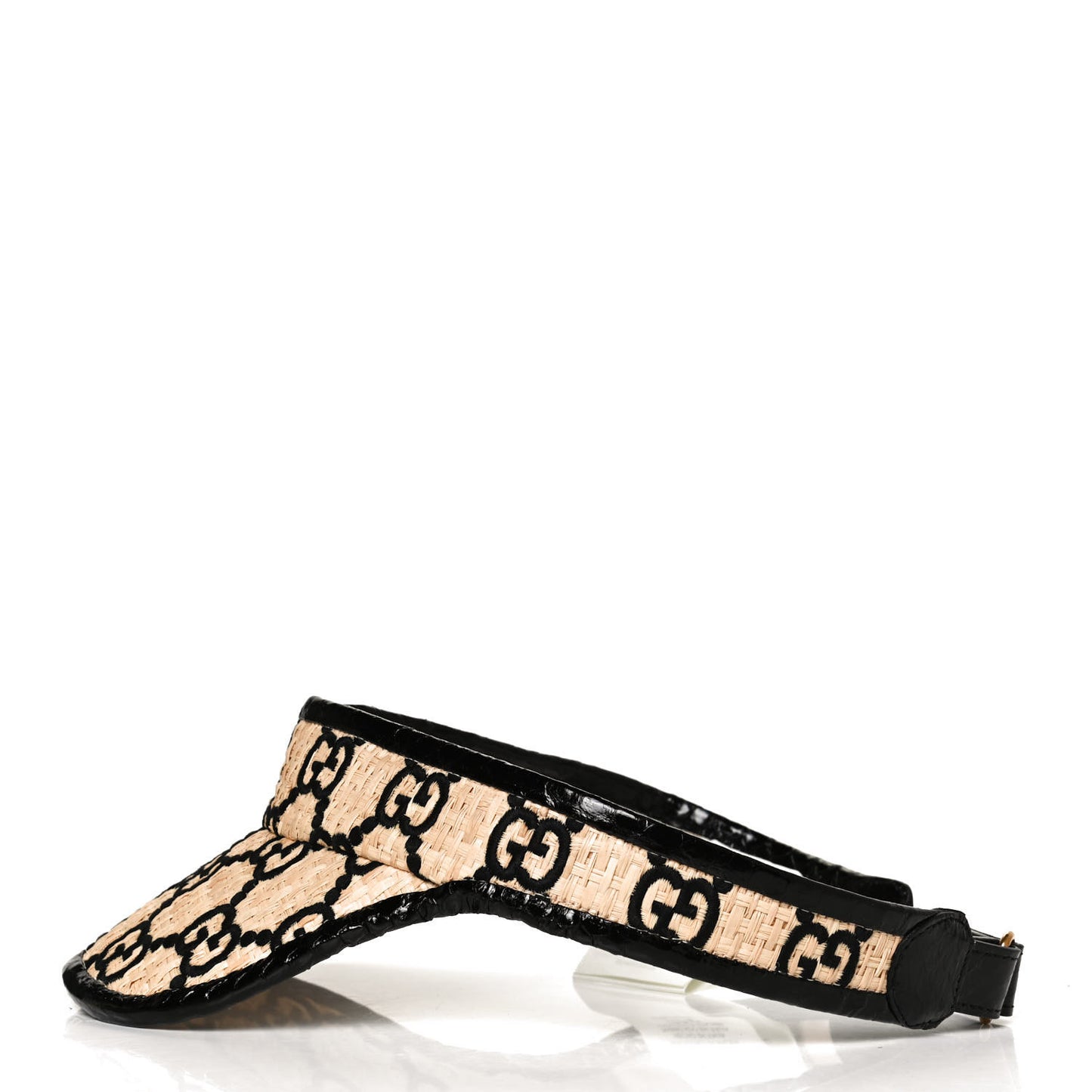Raffia Elaphe GG Monogram Embroidered Afraa Visor L Ivory Black