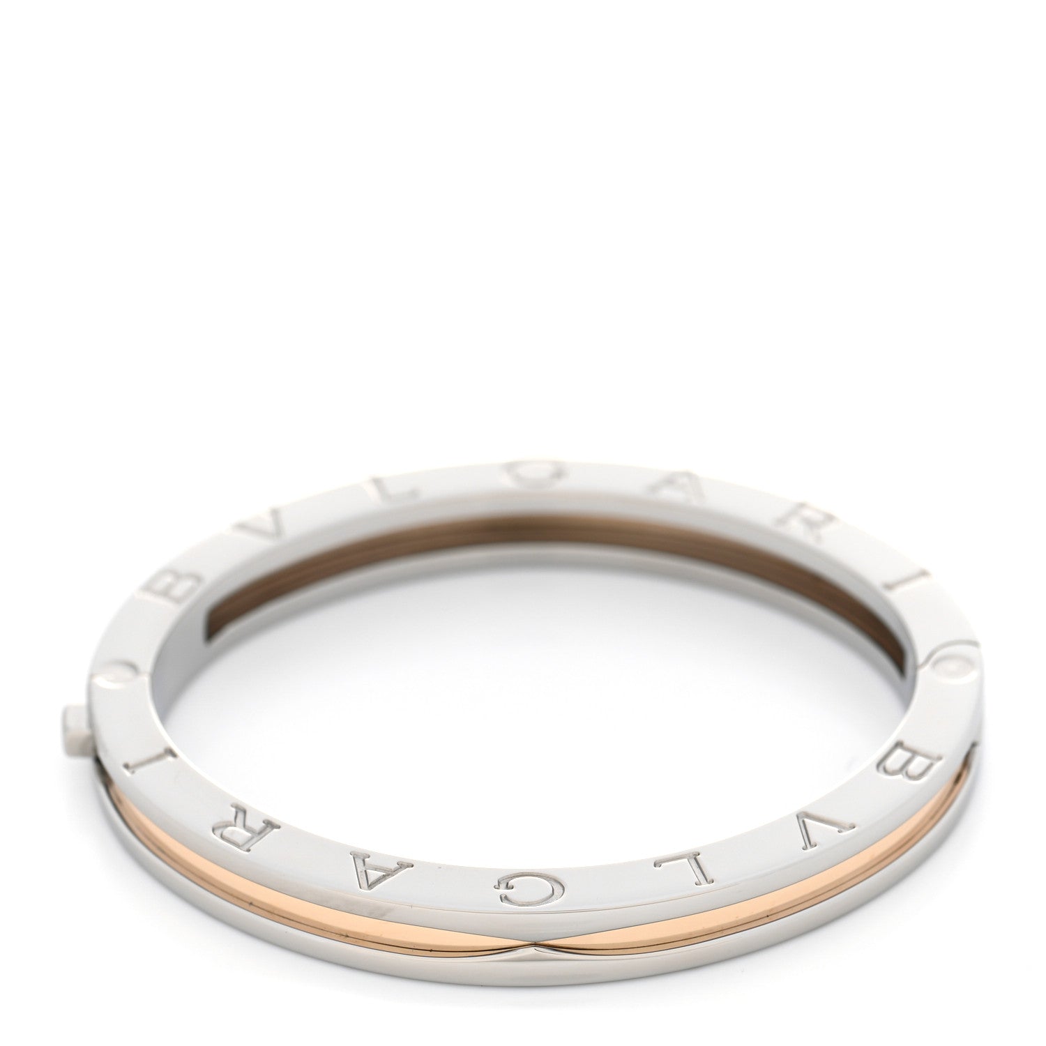 Bulgari 18K Yellow Gold Stainless Steel B.Zero1 Bangle Bracelet 3 of 4