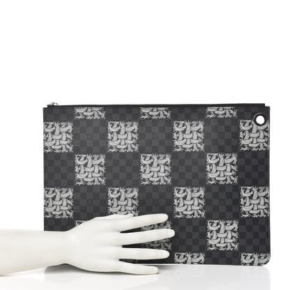 Louis Vuitton Damier Graphite Rope Pochette Joules GM White 2 of 7