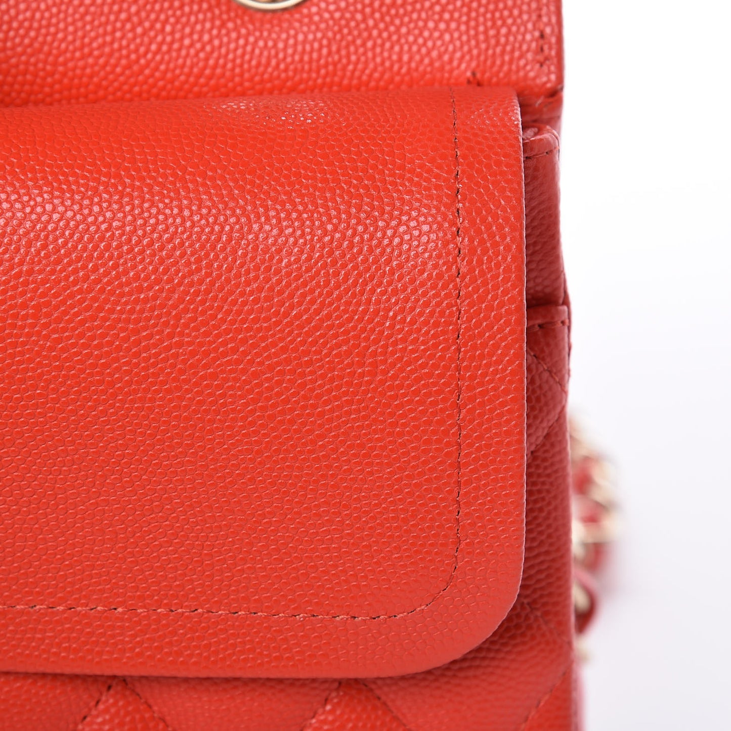 Caviar Quilted Medium Double Flap Red