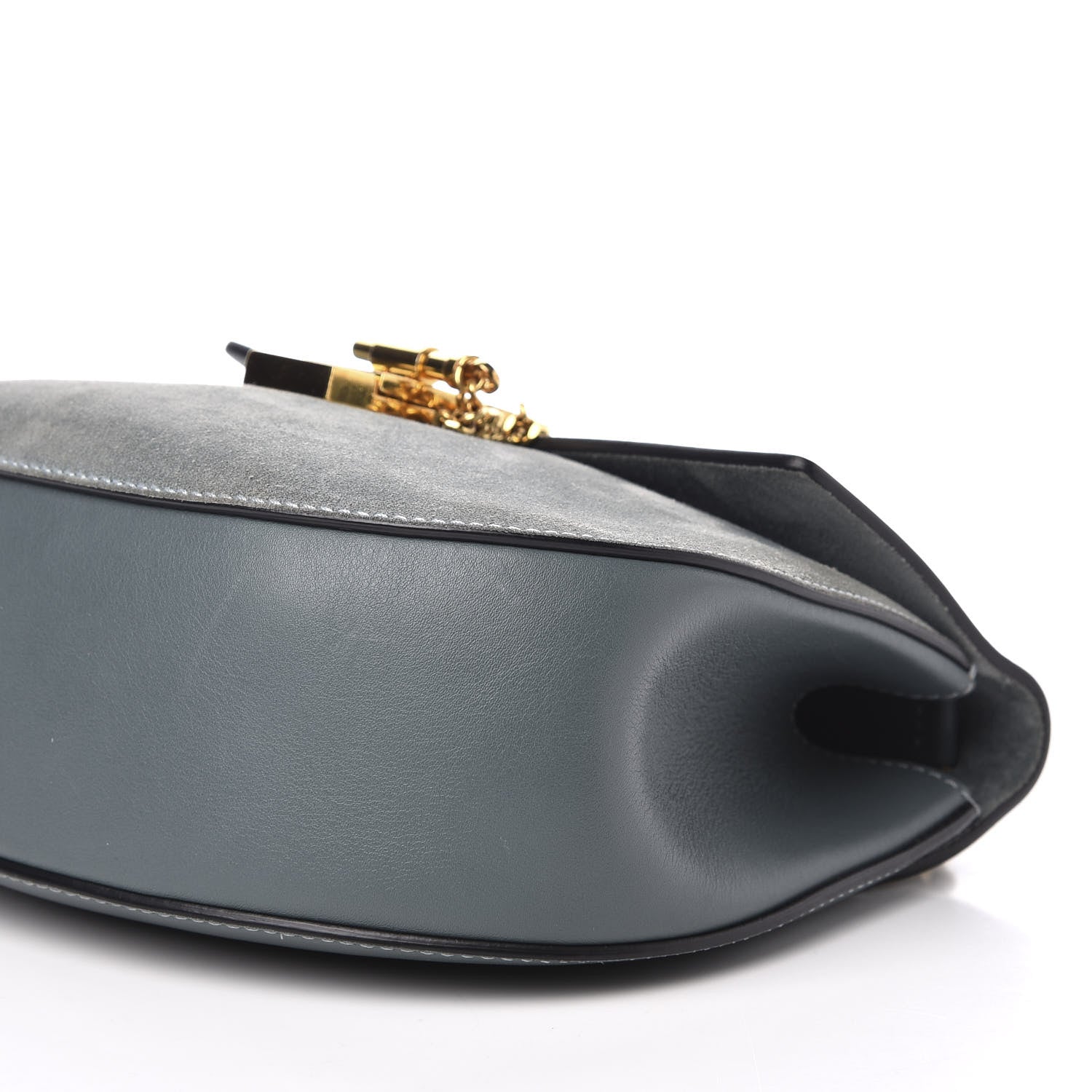 Chloe Suede Smooth Calfskin Drew Shoulder Bag Cloudy Blue 6 of 9