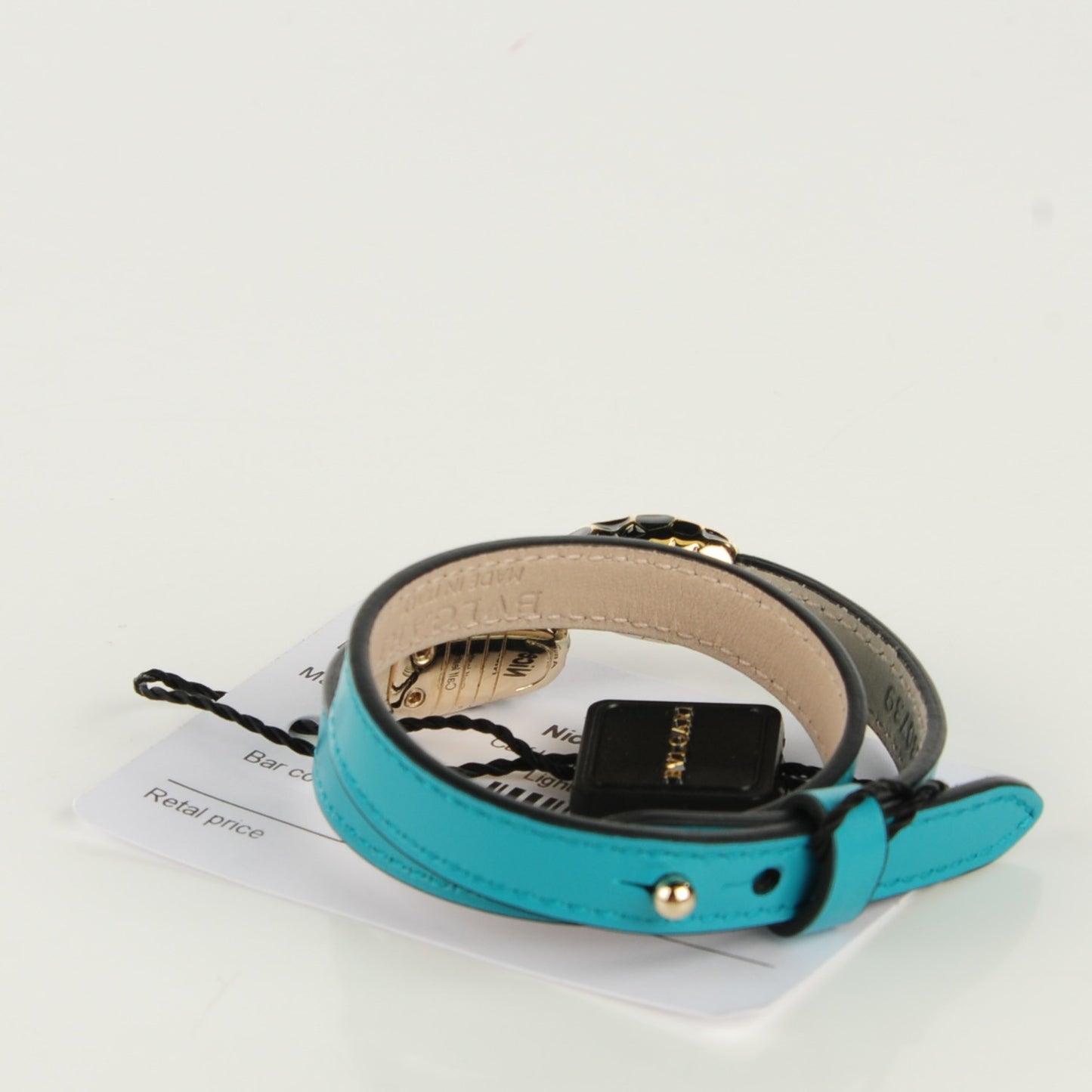 Calfskin Serpenti Forever Multi-coiled Bracelet M Aquarelle Turquoise