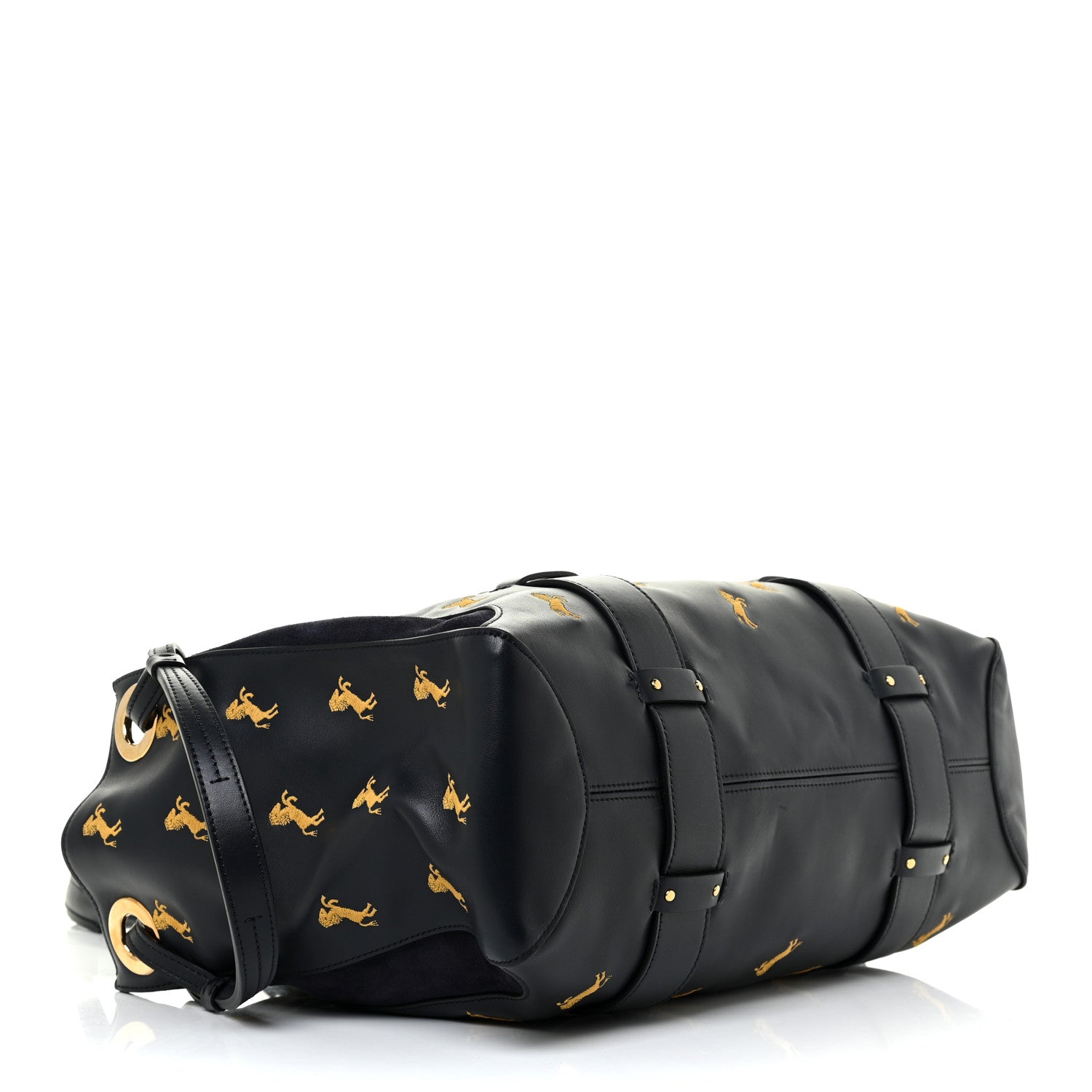 Chloe Smooth Calfskin Little Horses Embroidered Tao Zipped Tote Black 3 of 14