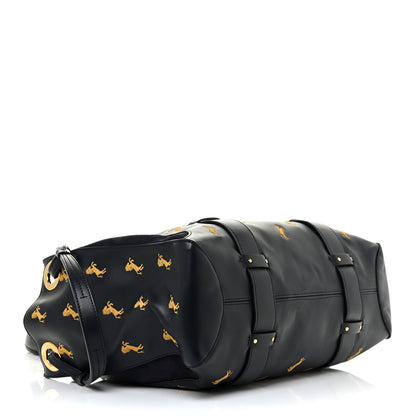 Chloe Smooth Calfskin Little Horses Embroidered Tao Zipped Tote Black 3 of 14