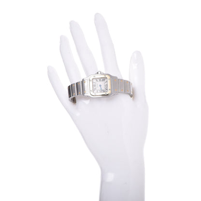 Cartier Stainless Steel 18K Yellow Gold 24mm Santos De Cartier Galbee Quartz Watch 2 of 8