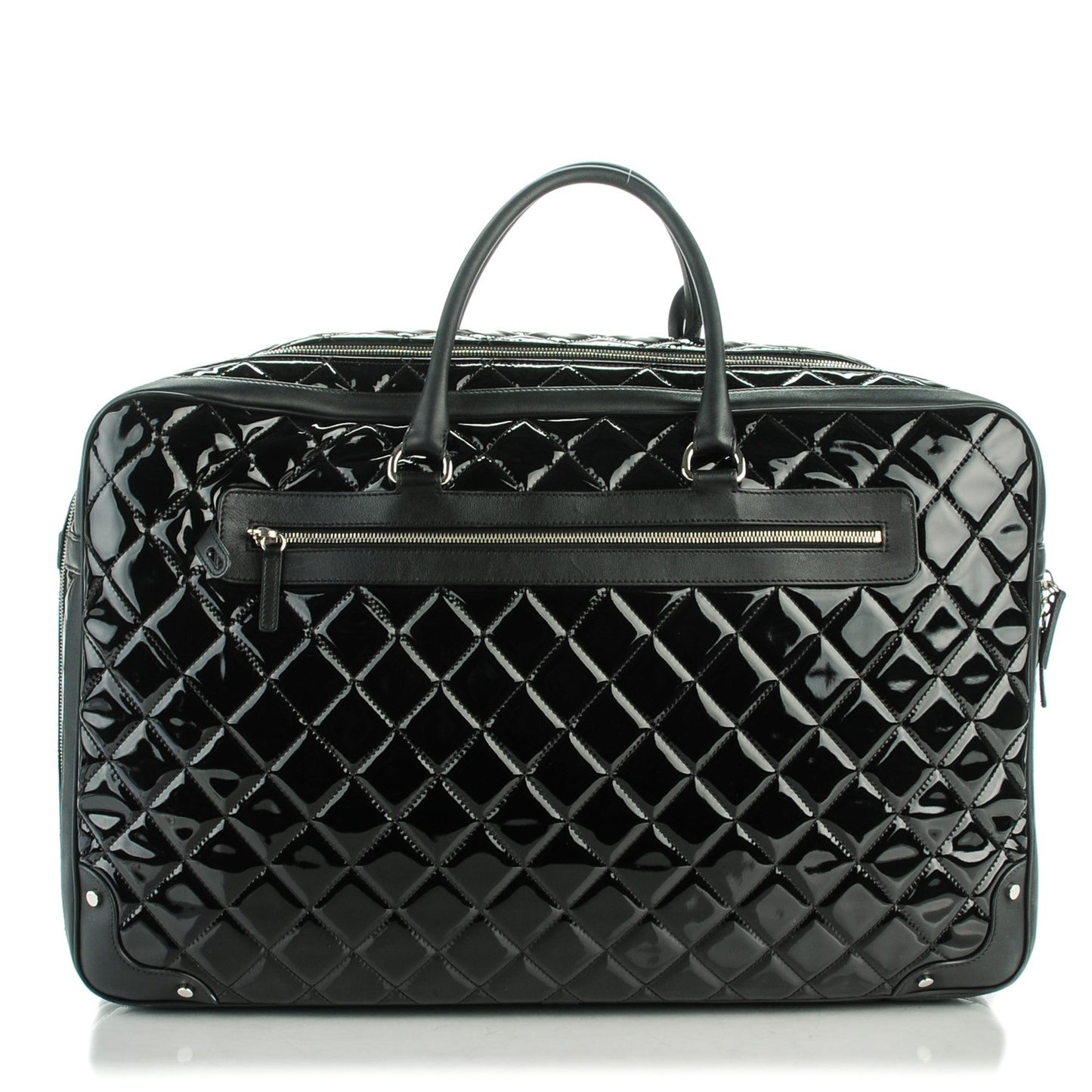Vinyl Quilted Calfskin Large Viaggio Travel Bag Black