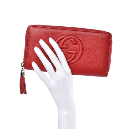 Gucci Pebbled Calfskin Soho Zip Around Wallet Red 2 of 9