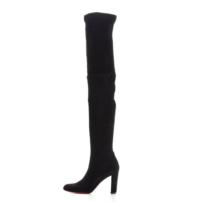 Christian Louboutin Veau Velours Stretch Gena 85 Over The Knee Boots 39 Black 1 of 10