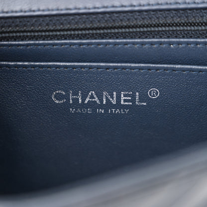 Chanel Patent Chevron Quilted Mini Square Flap Dark Blue 6 of 10