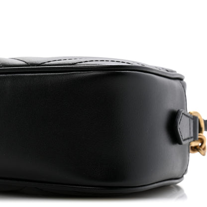 Gucci Calfskin Matelasse Small GG Marmont Chain Shoulder Bag Black 10 of 12