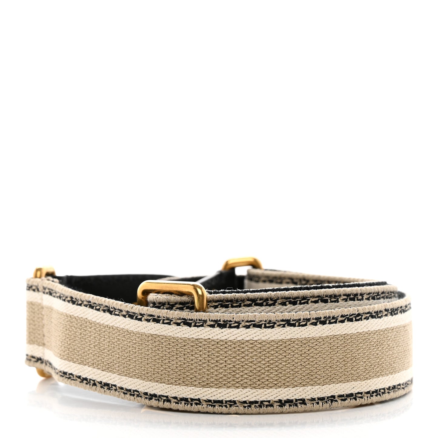 Canvas Embroidered Shoulder Strap Beige