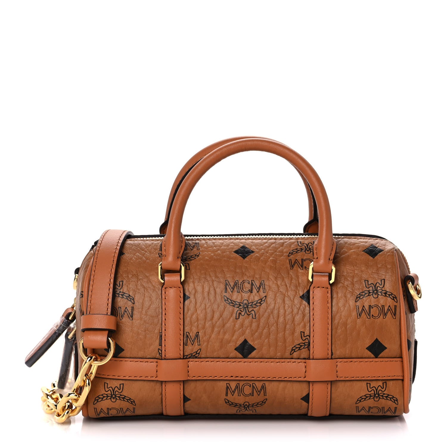 MCM Visetos Mini Delmy Boston Bag Cognac 1 of 9
