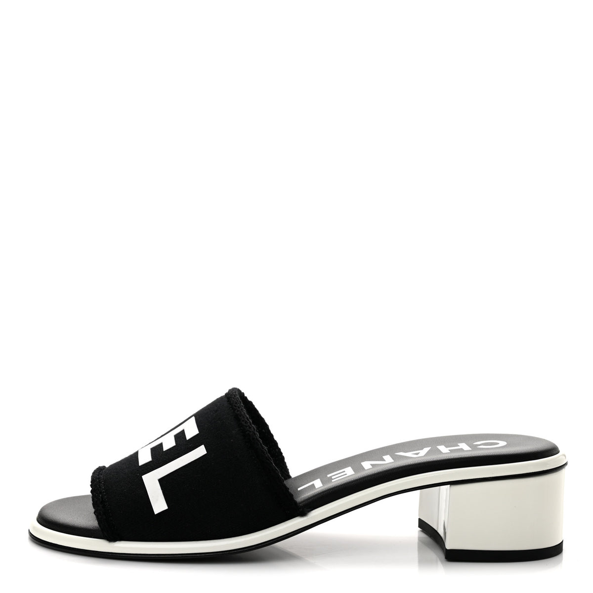 Cotton Logo Mule Sandals 40 Black White