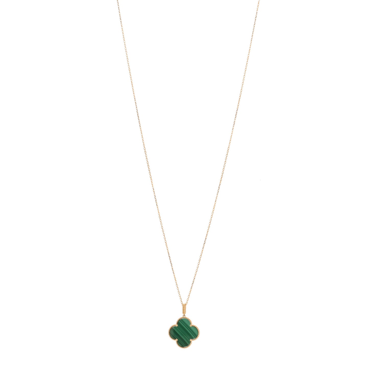 18K Yellow Gold Malachite Magic Alhambra Pendant Necklace