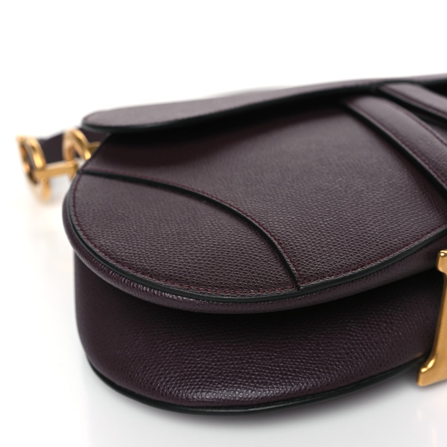 Grained Calfskin Saddle Bag Burgundy