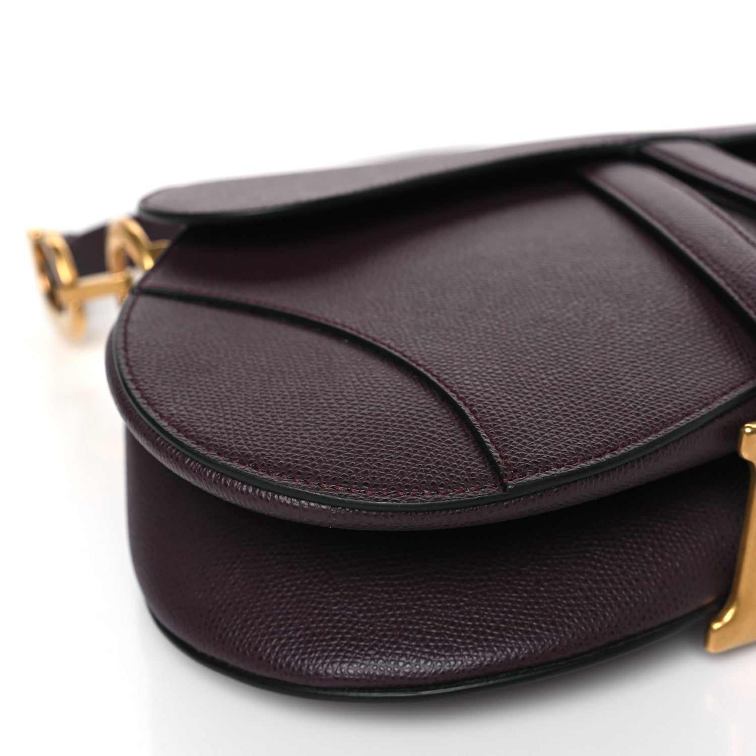 Christian Dior Grained Calfskin Saddle Bag Burgundy 8 of 9