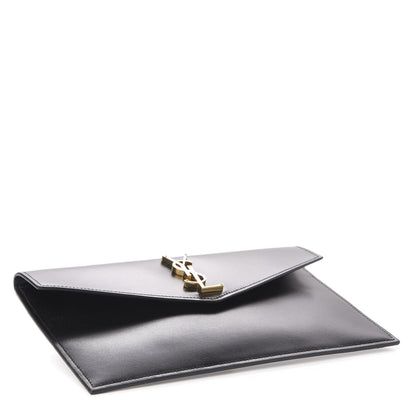 Saint Laurent Smooth Shiny Calfskin Monogram Uptown Pouch Black 4 of 12