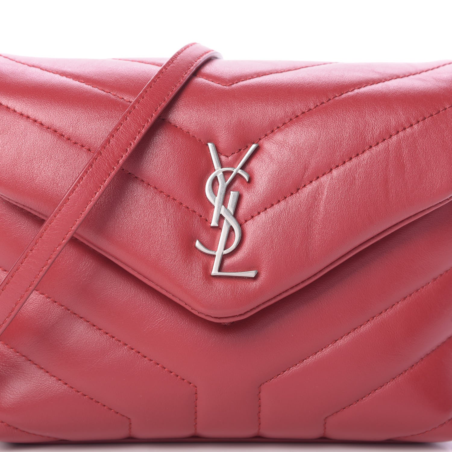 Saint Laurent Calfskin Y Quilted Monogram Toy Loulou Crossbody Bag New Lipstick 7 of 9