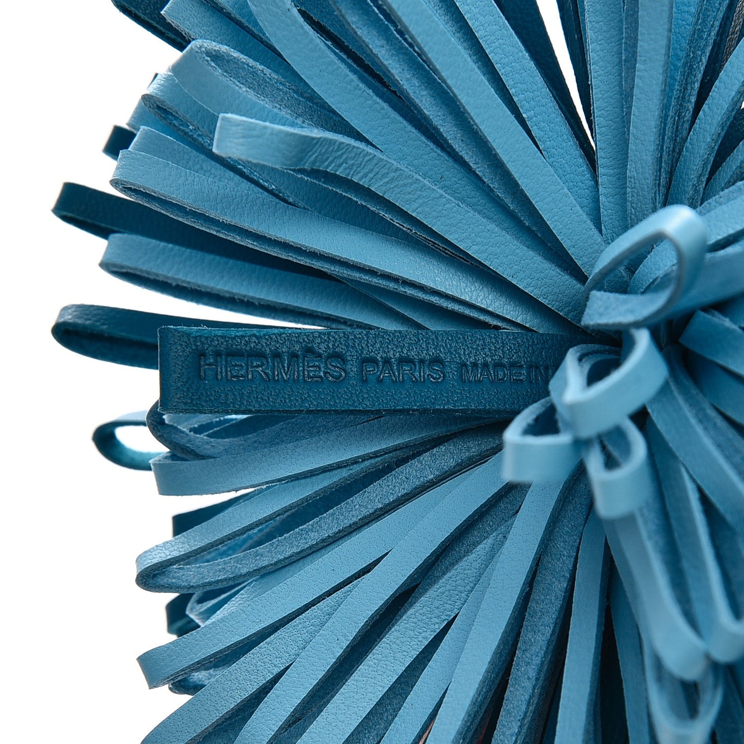 Lambskin Bi-Color Carmen Tassel Key Holder Bleu Izmir Celeste