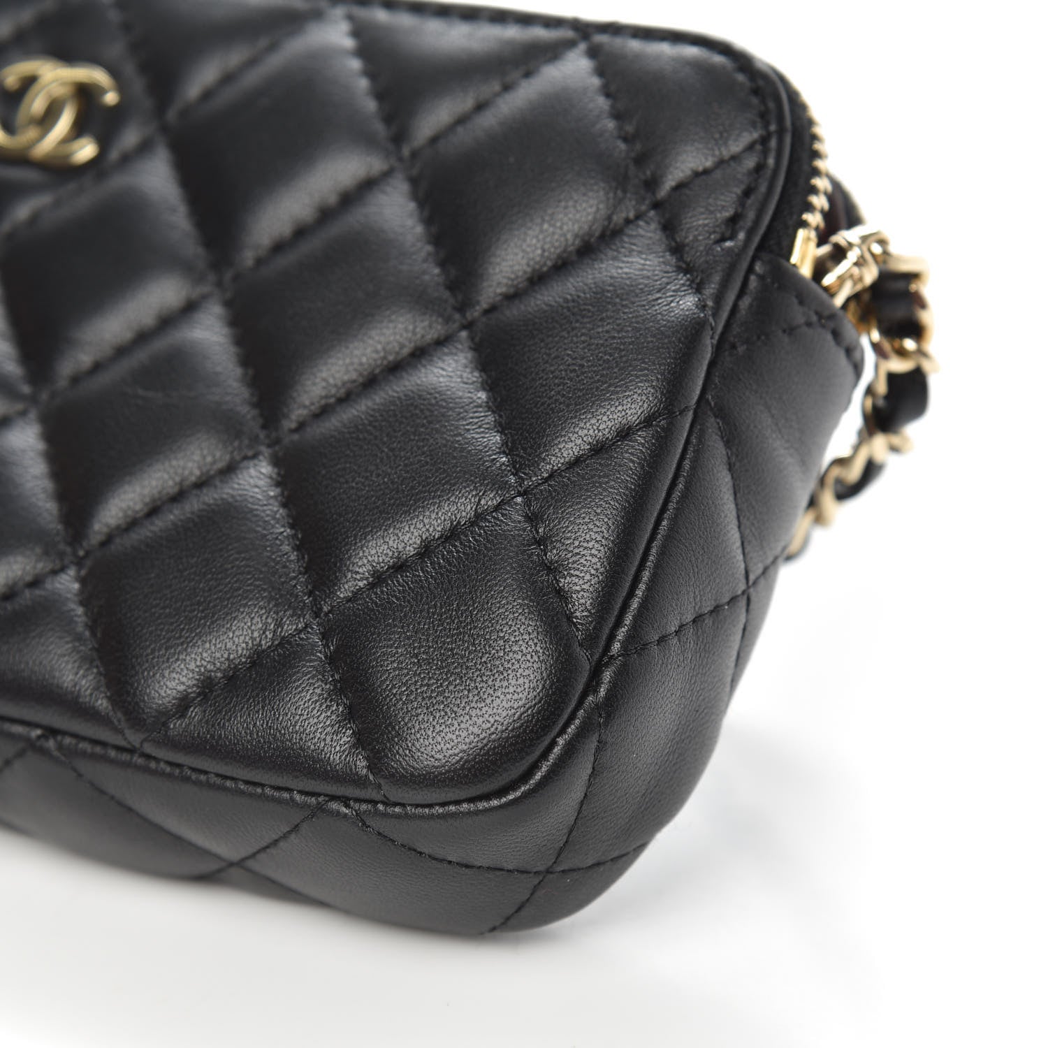 Chanel Lambskin Quilted Small Clutch With Chain Black 10 of 12
