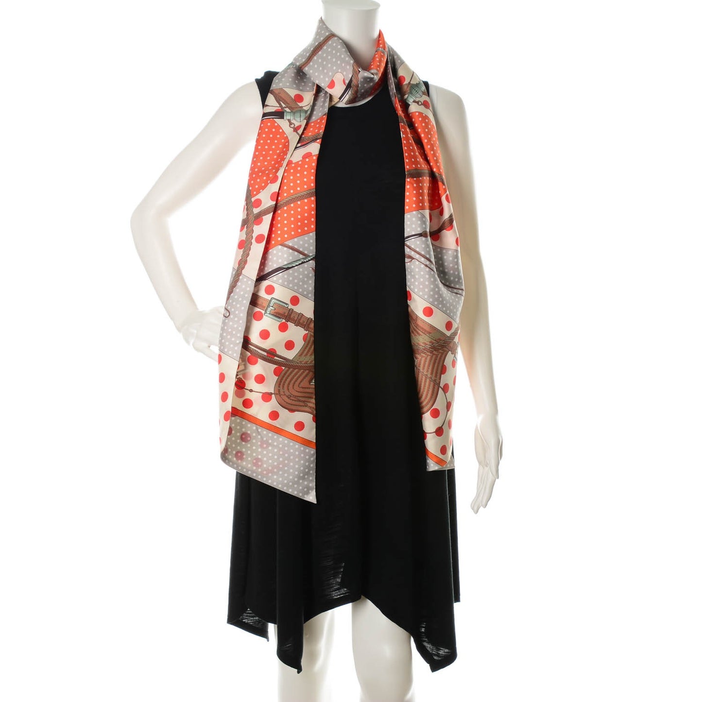 Silk Clic Clac à Pois Maxi Twilly Orange Gris Perle Blanc