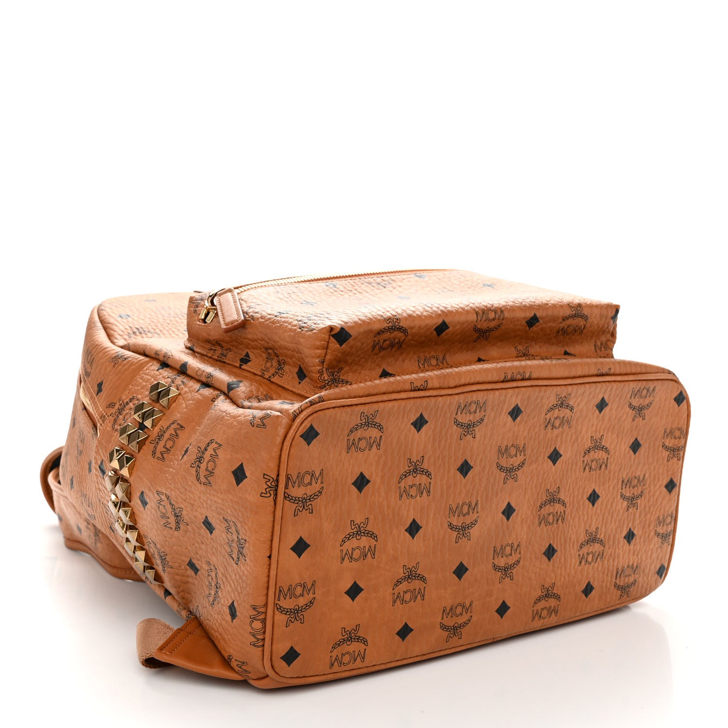 MCM Visetos Mens Medium Stark Backpack Cognac 4 of 9