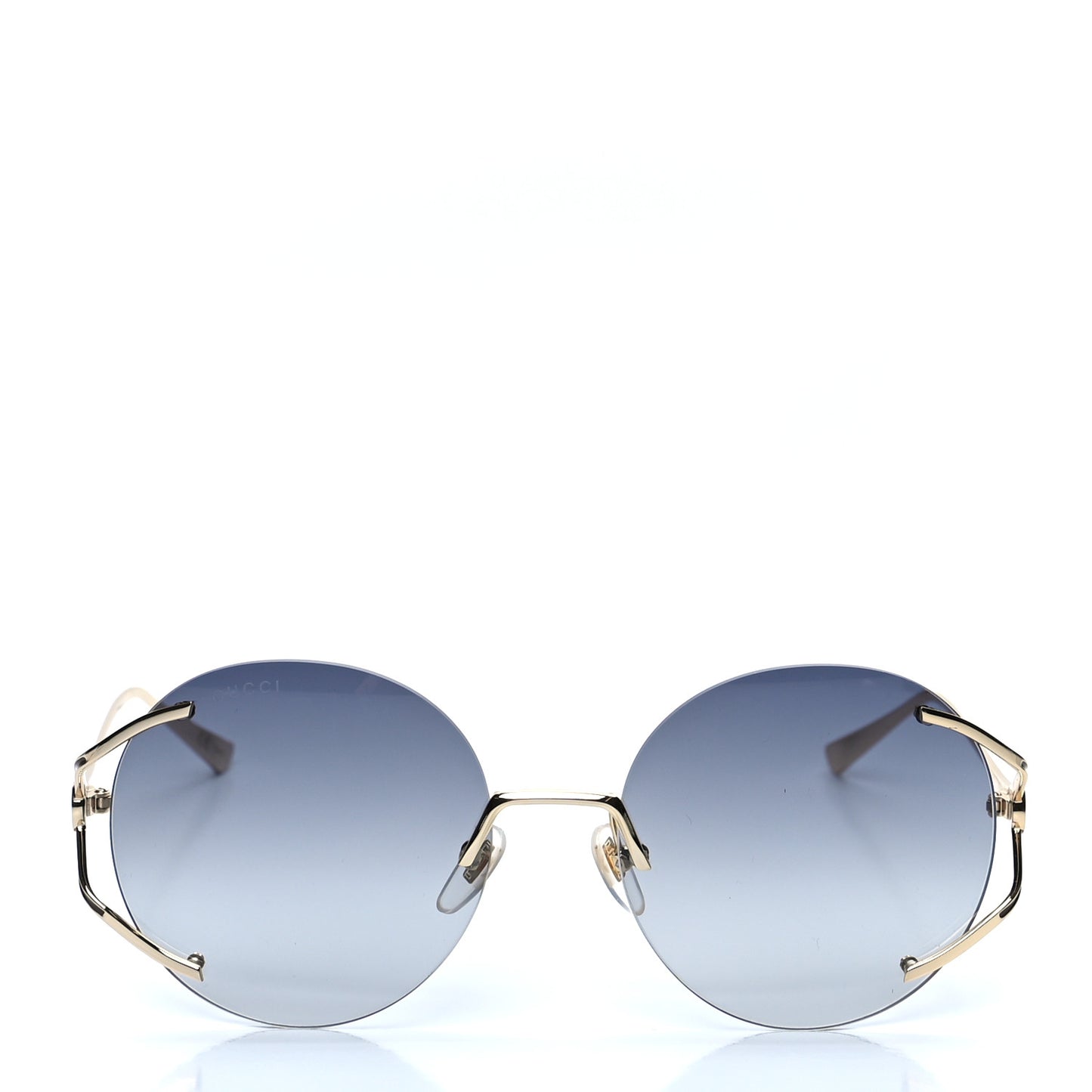 Metal Oversized Round Frame Sunglasses GG0645S Gold Grey