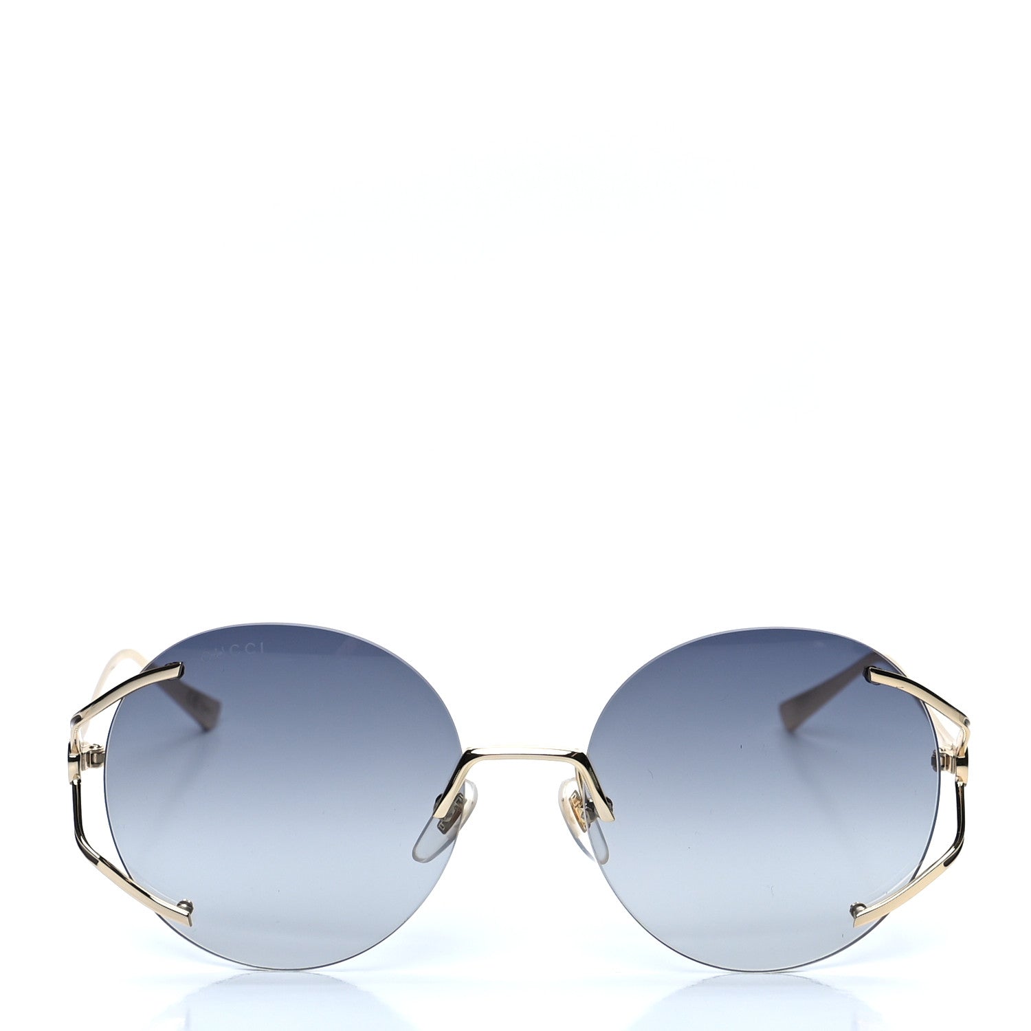 Gucci Metal Oversized Round Frame Sunglasses GG0645S Gold Grey 2 of 7