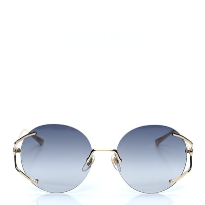 Gucci Metal Oversized Round Frame Sunglasses GG0645S Gold Grey 2 of 7