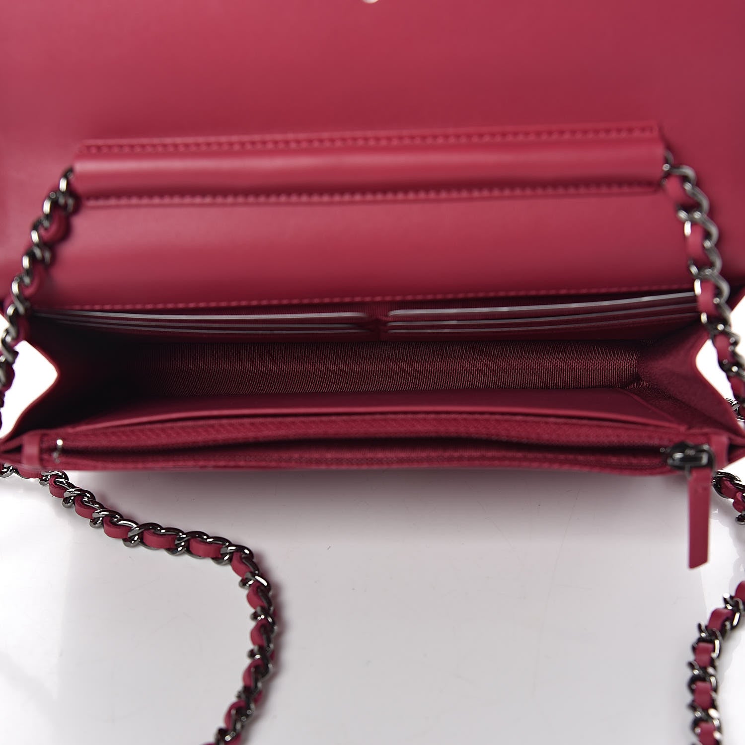 Chanel Patent Quilted Brilliant Wallet On Chain WOC Dark Pink 5 of 12
